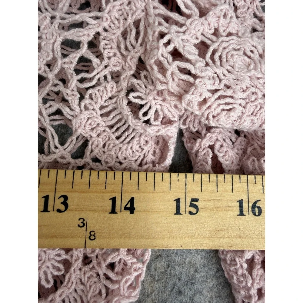 Zara Crochet Floral Lace Long Sleeve Crop Top Womens S Pink Fairy Boho Cottage